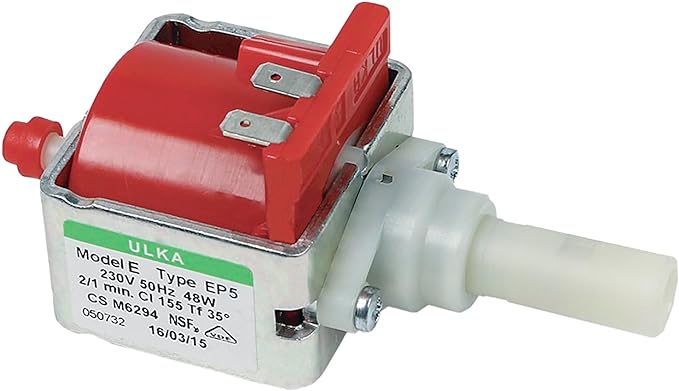 The Ulka EP5 espresso pump with 48 watts and 2/1 min