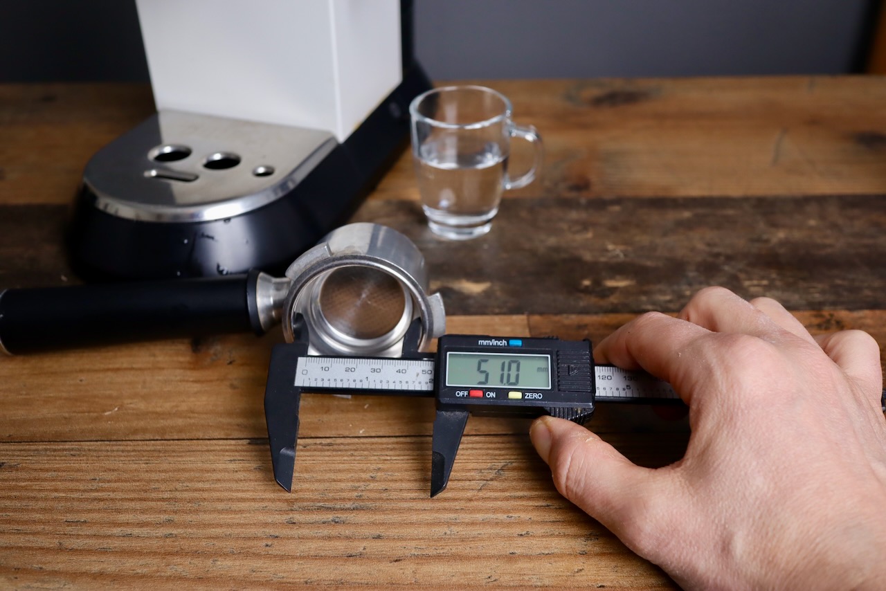 Baskets, Brew group, and tamper are 51mm for the Delonghi Dedica Delonghi Dedica has 51mm baskets